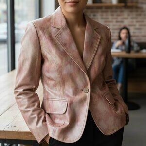 Vintage Hand painted Leather-like Worthington Jacket OOAK  art piece, large